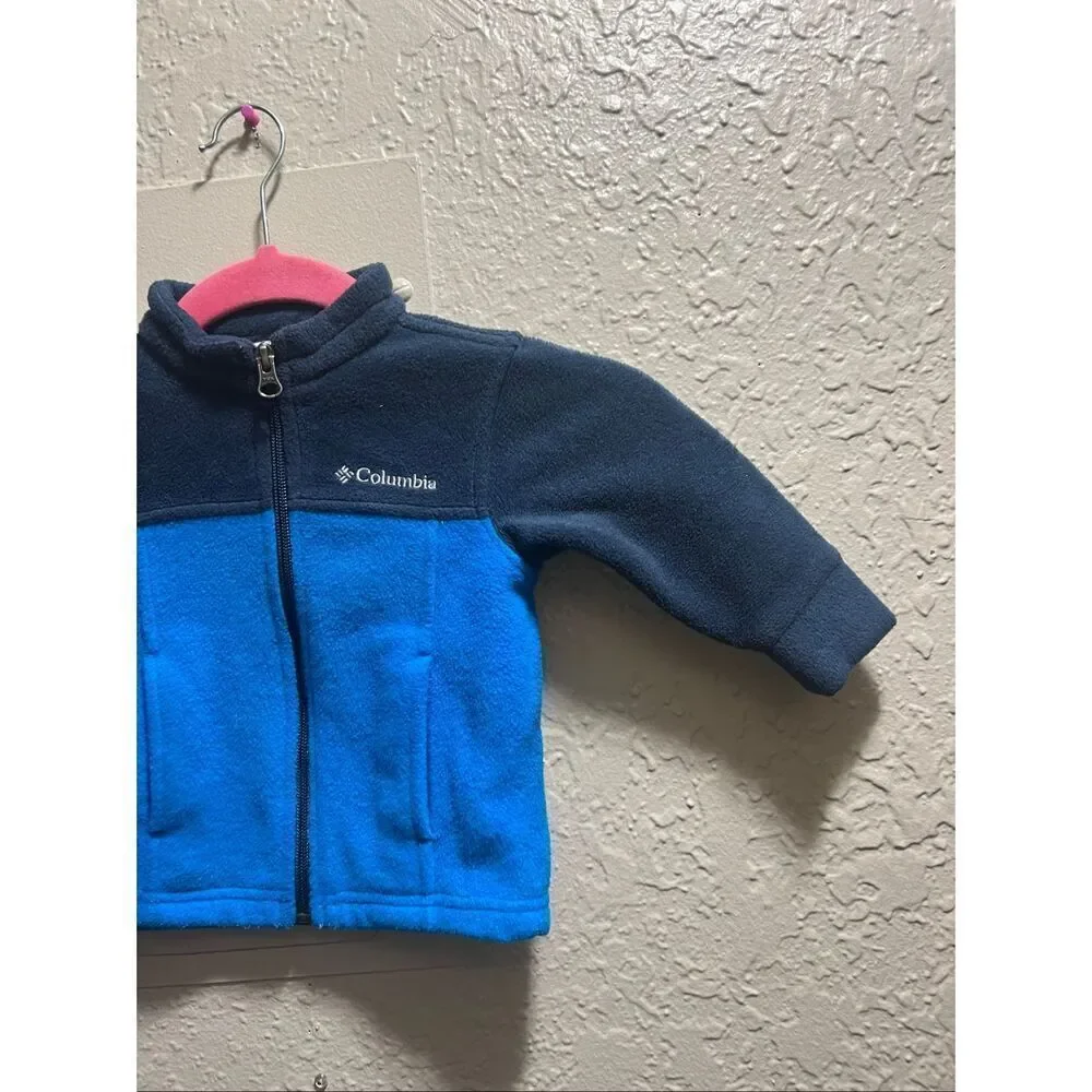 Columbia 2 Tone Blue Full Zip Up Fleece Baby Size 6-12 Month Infant Fleece Zip U